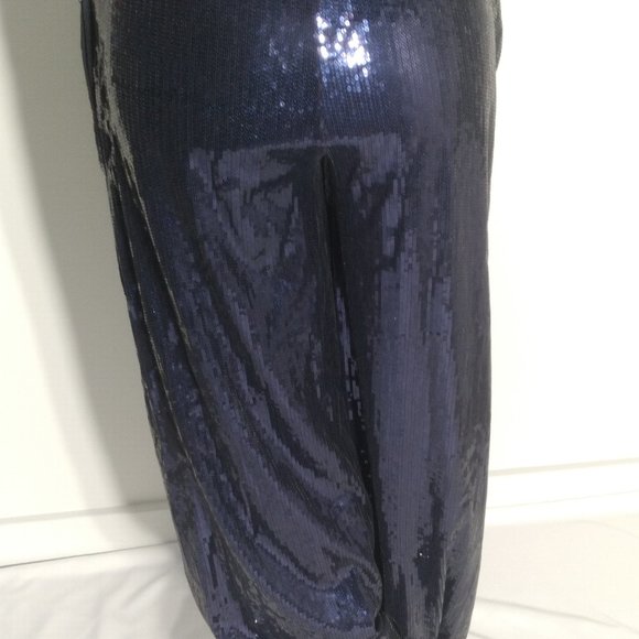 Holiday Navy Blue Sequined Trousers - Picture 4 of 9